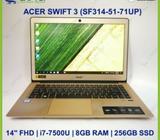 ACER SWIFT 3 (SF314-51-71UP)(i7-7/8GB/256GB)Premium Preowned [Refurbished]