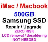 iMac Macbook storage repair upgrade NO RISK - brand new 500GB Samsung SSD w macOS Mojave Office 2019