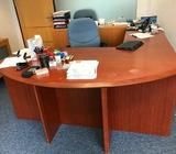 L Shaped two cabinet wood desk with keyboard drawer