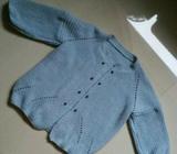 Blue Knit Studded Sleeve Outerwear