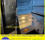 Mitsubishi (368L) 3doors Big Refrigerator / Fridge ($280 + Free Delivery & 2mths warranty)