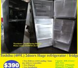 Toshiba (409L) 2doors Huge refrigerator / fridge ($390 + Free Delivery & 2mths warranty)