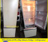 Mitsubishi  (319L) Big 2doors fridge / refrigerator ($240 + Free Delivery & 2mths warranty)